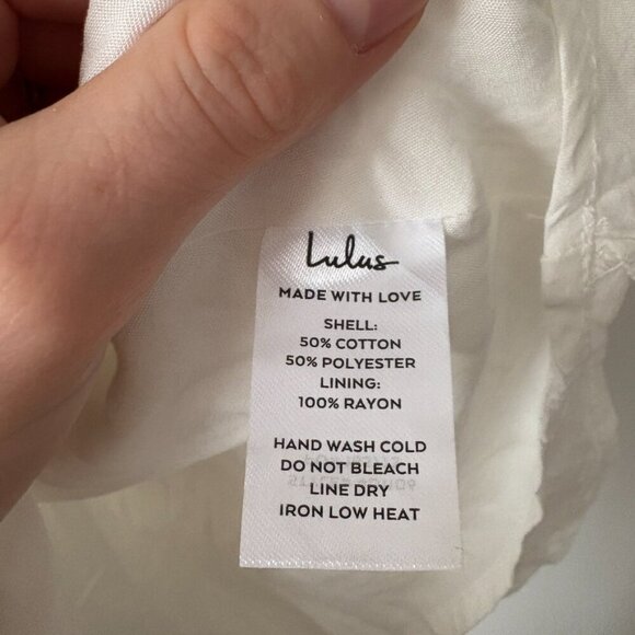 Lulus Sneak a Kiss White Floral Embroidered Tie-Strap Mini Dress White Sz Large - Picture 9 of 9